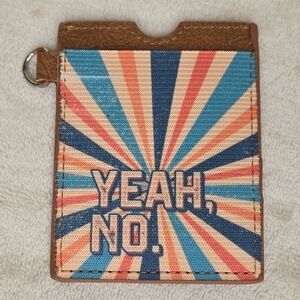 "YEAH, NO" Slip Wallet Brown, Red. White & Navy Blue